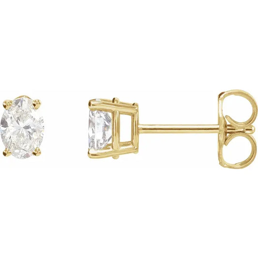 Oval Diamond Solitaire Stud Earrings 14k Yellow Gold Lab-Grown Diamond Karat Designs