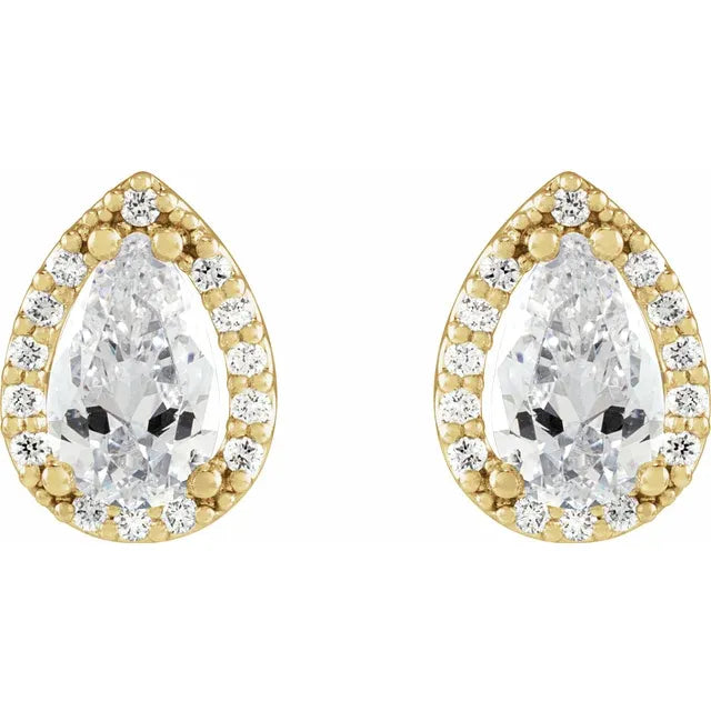 Pear Lab-Grown Diamond Halo Stud Earrings