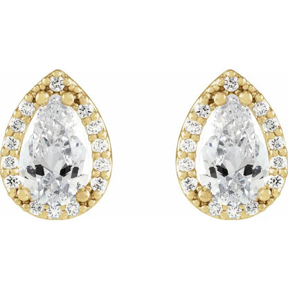 Pear Lab-Grown Diamond Halo Stud Earrings