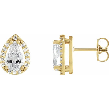 Pear Lab-Grown Diamond Halo Stud Earrings