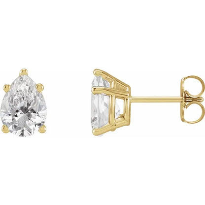 Pear Shaped Lab-Grown Diamond Stud Earrings 14k Yellow Gold Lab-Grown Diamond Karat Designs