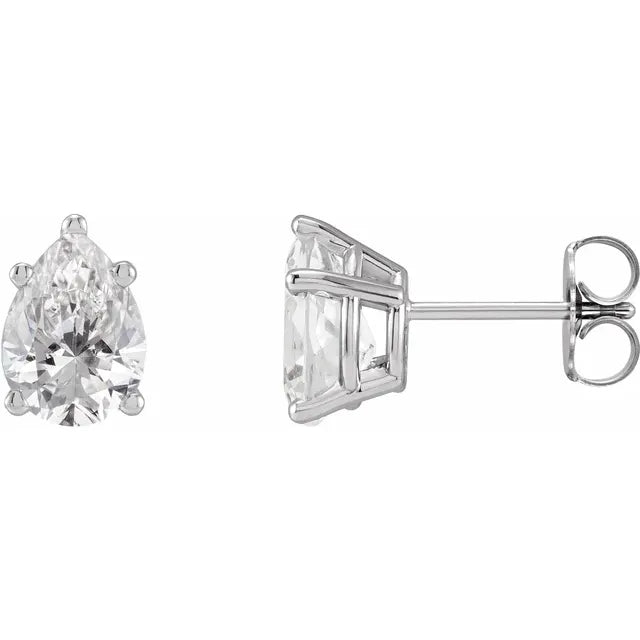 Pear Shaped Lab-Grown Diamond Stud Earrings 14k White Gold Lab-Grown Diamond Karat Designs