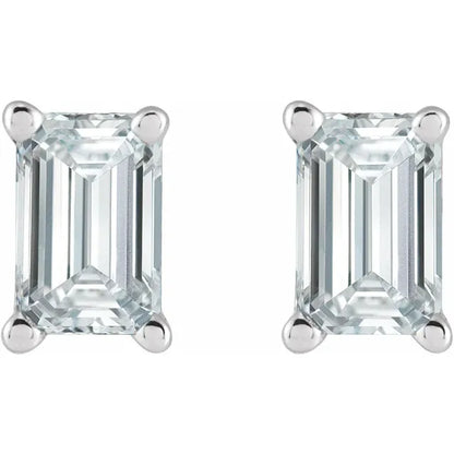 Emerald Cut Diamond Stud Earrings