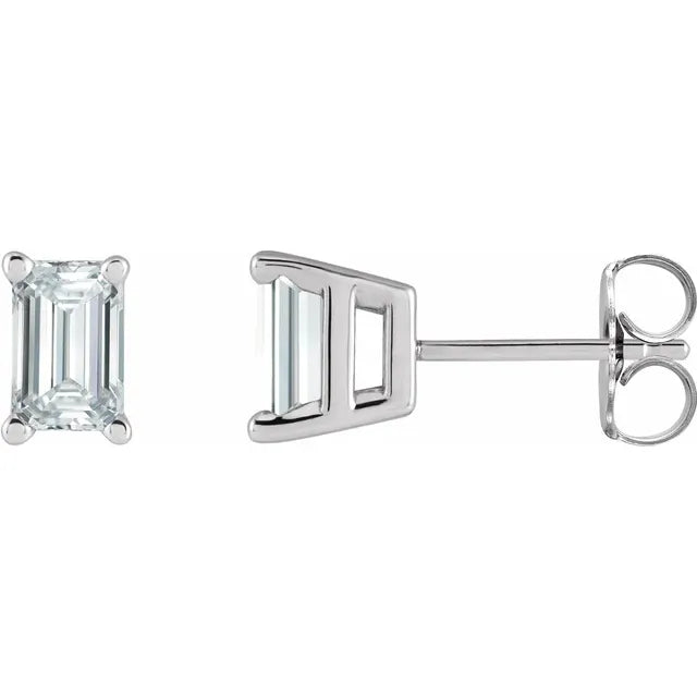 Emerald Cut Diamond Stud Earrings