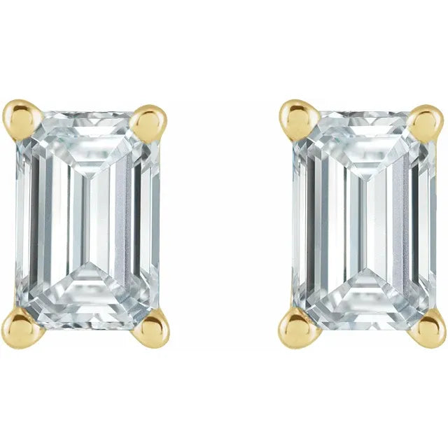 Emerald Cut Diamond Stud Earrings