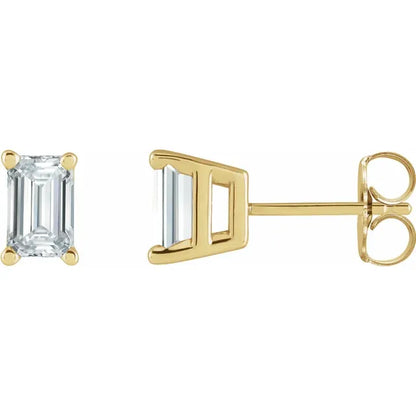 Emerald Cut Diamond Stud Earrings