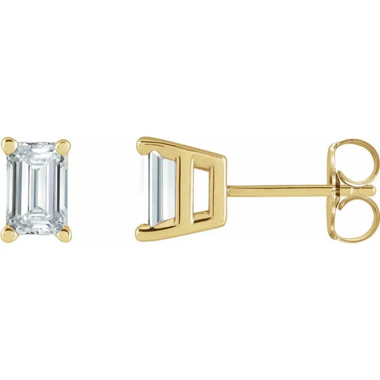 Emerald Cut Diamond Stud Earrings 14k Yellow Gold Lab-Grown Diamond Karat Designs