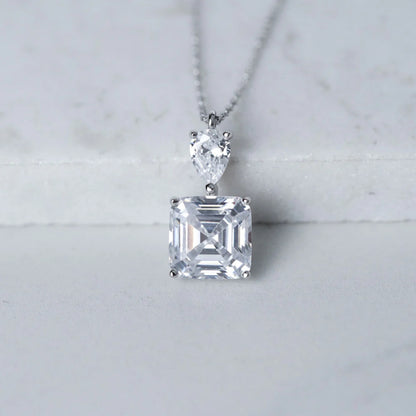 Asscher Cut Moissanite Pendant Necklace