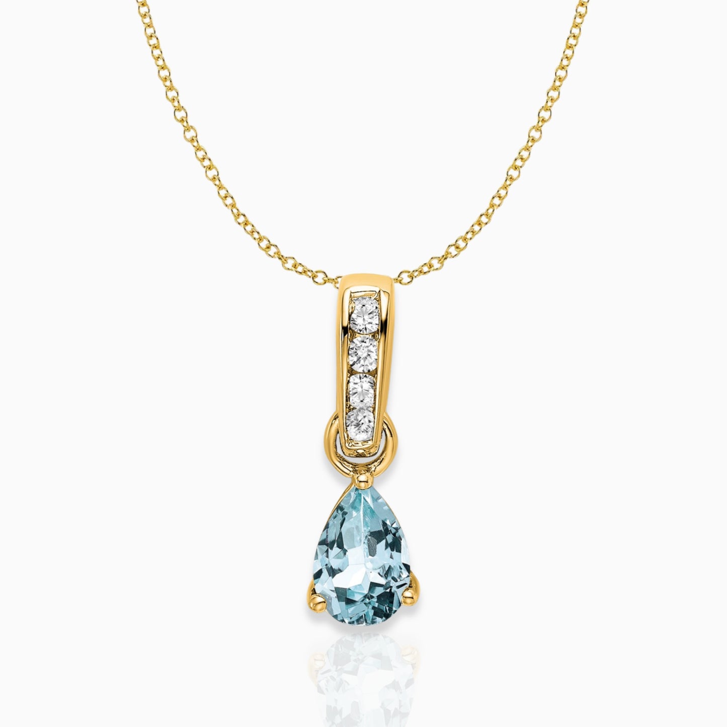 Pear Shaped Aquamarine Drop Pendant Necklace