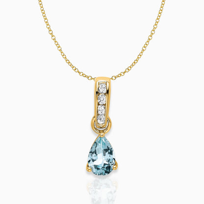 Pear Shaped Aquamarine Drop Pendant Necklace