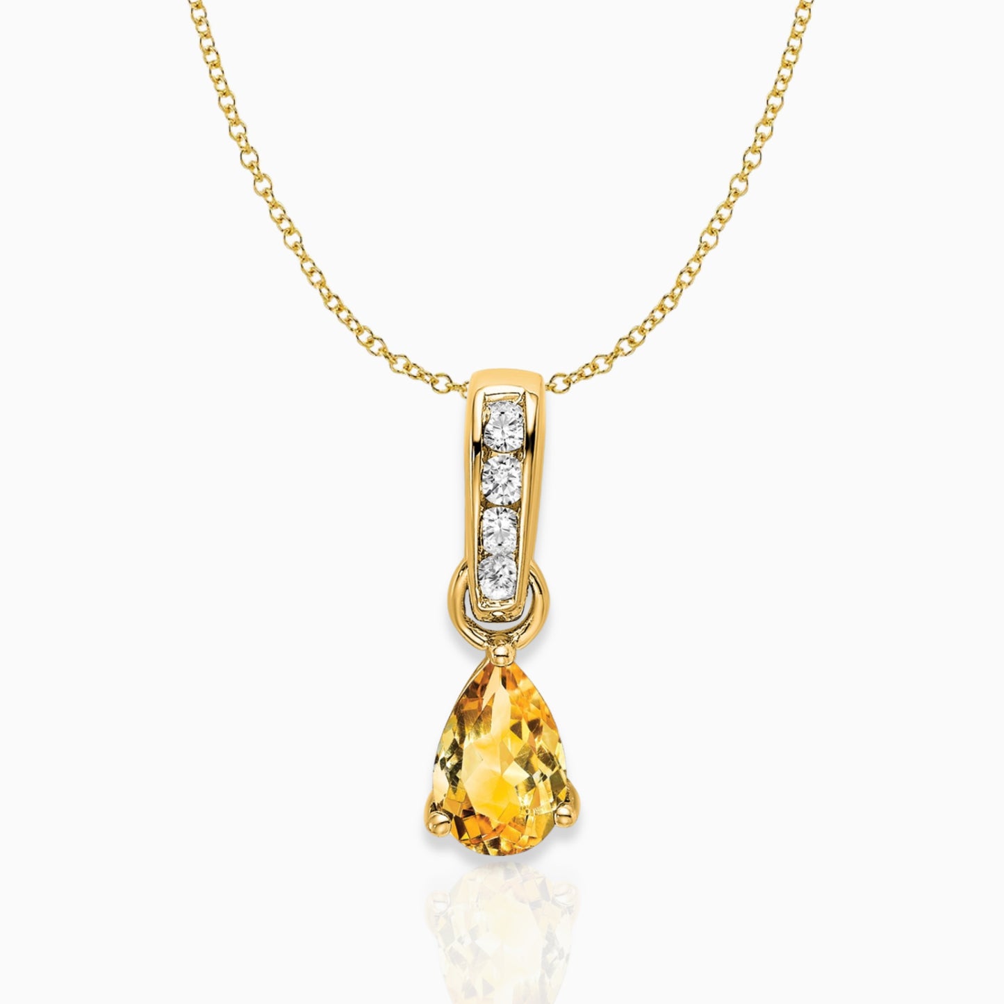 Pear Shaped Citrine Drop Pendant Necklace