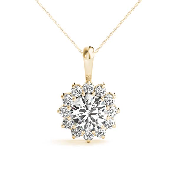 Floral Diamond Halo Pendant Necklace