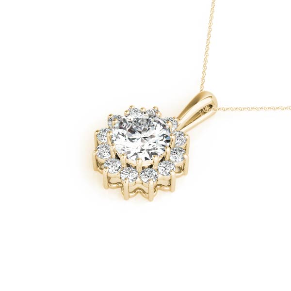 Floral Diamond Halo Pendant Necklace