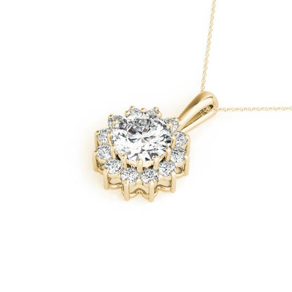 Floral Diamond Halo Pendant Necklace Lab-Grown Diamond Karat Designs