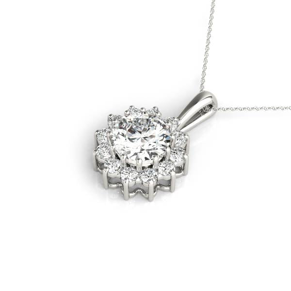 Floral Diamond Halo Pendant Necklace Lab-Grown Diamond Karat Designs