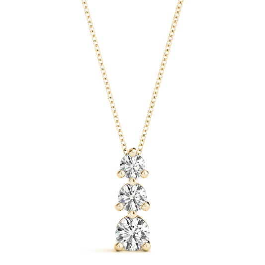 Three Stone Diamond Pendant Necklace