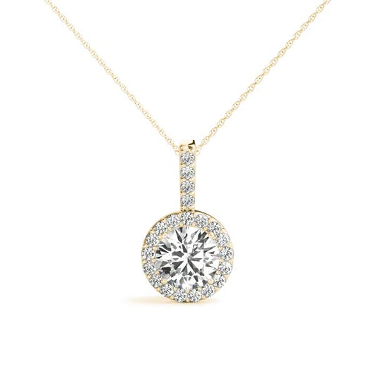 Halo Pendant Necklace 14k Yellow Gold Lab-Grown Diamond Karat Designs