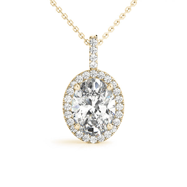 Oval Lab-Grown Diamond Halo Pendant