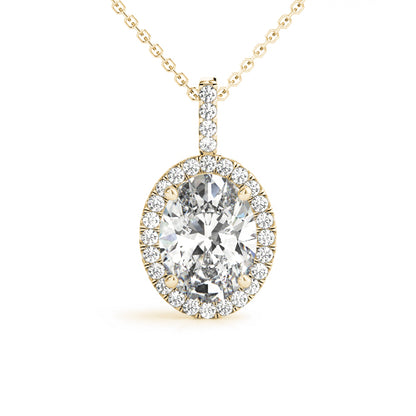 Oval Lab-Grown Diamond Halo Pendant