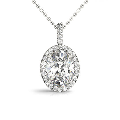 Oval Lab-Grown Diamond Halo Pendant