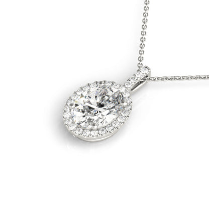 Oval Lab-Grown Diamond Halo Pendant