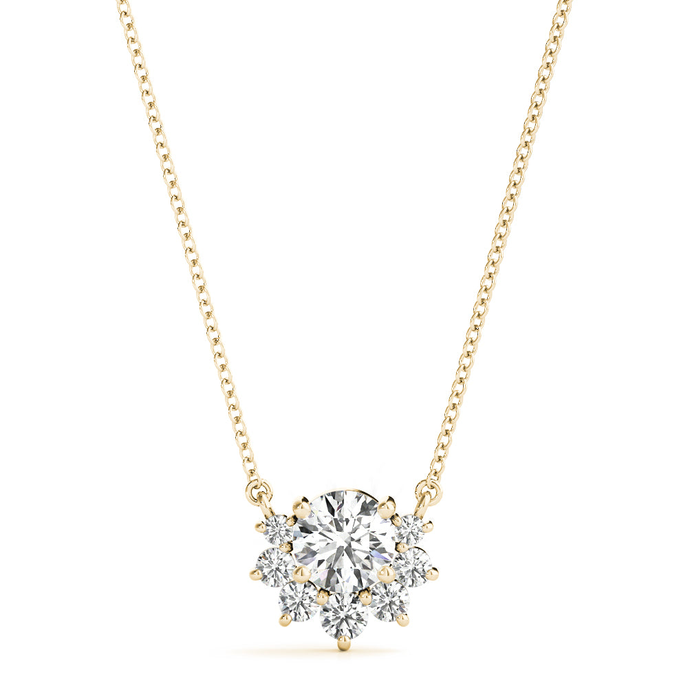 Half Halo Round Diamond Pendant Necklace