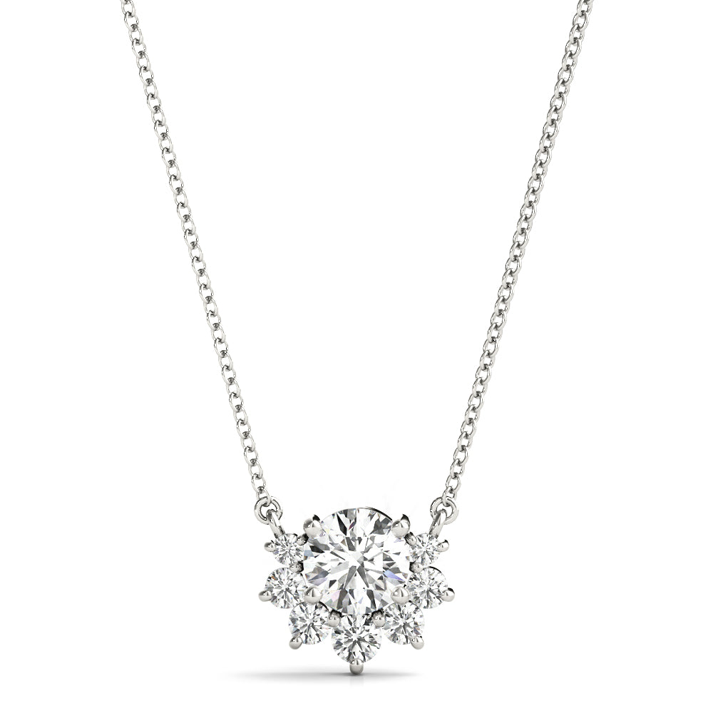 Half Halo Round Diamond Pendant Necklace