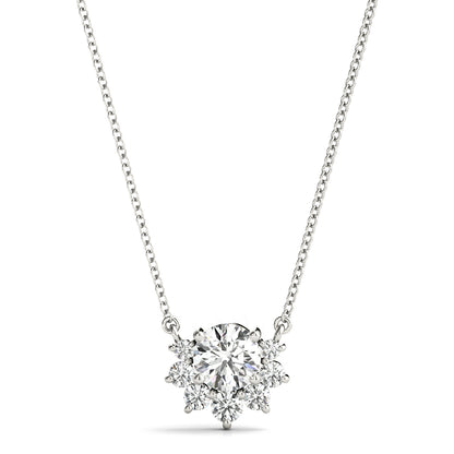 Half Halo Round Diamond Pendant Necklace 14k White Gold 0.33 Lab-Grown Diamond Karat Designs