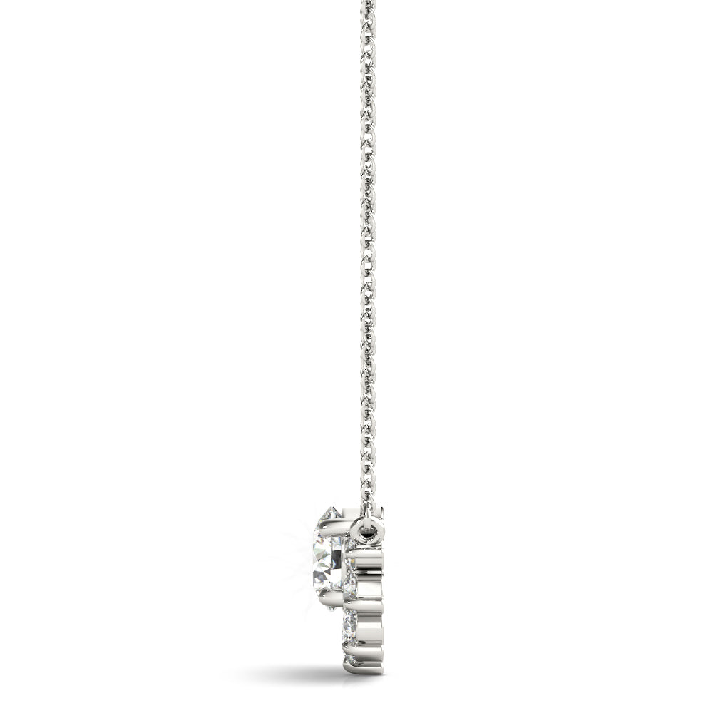 Half Halo Round Diamond Pendant Necklace