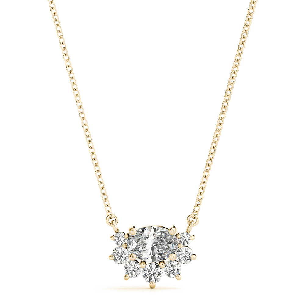 Half Halo Oval Diamond Necklace