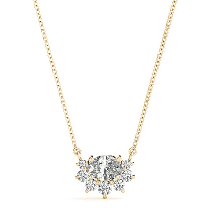 Half Halo Oval Diamond Necklace