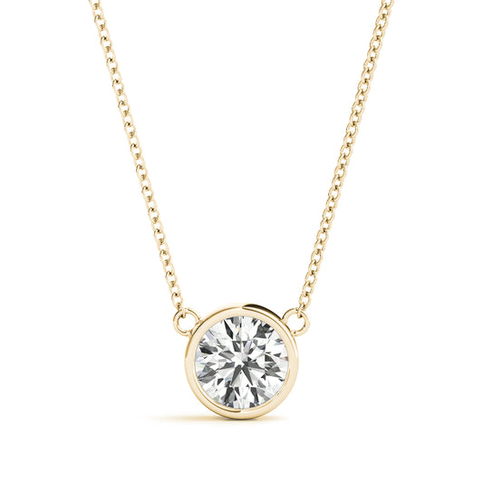 Solitaire Bezel Necklace 14k Yellow Gold Lab-Grown Diamond Karat Designs