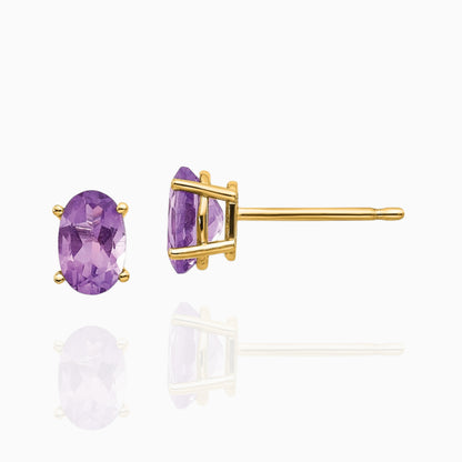 14K Gold Amethyst Stud Earrings