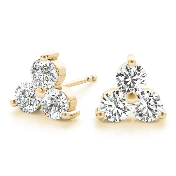 Three Diamond Stud Earrings Lab-Grown Diamond Karat Designs