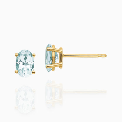 14K Gold Aquamarine Stud Earrings