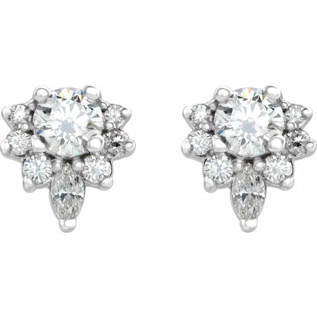 Round and Marquise Lab-Grown Diamond Half Halo Earrings