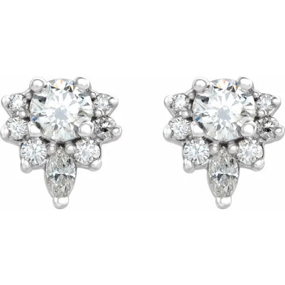 Round and Marquise Lab-Grown Diamond Half Halo Earrings