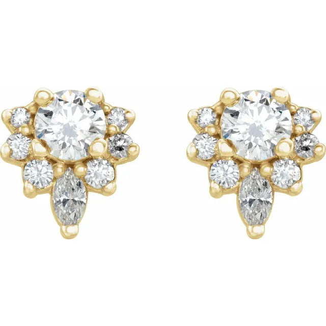 Round and Marquise Lab-Grown Diamond Half Halo Earrings