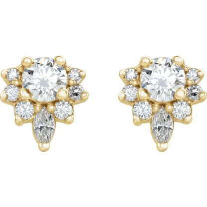 Round and Marquise Lab-Grown Diamond Half Halo Earrings