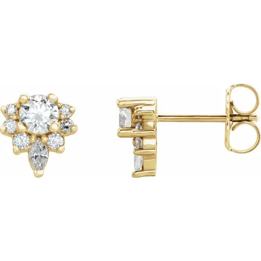 Round and Marquise Lab-Grown Diamond Half Halo Earrings