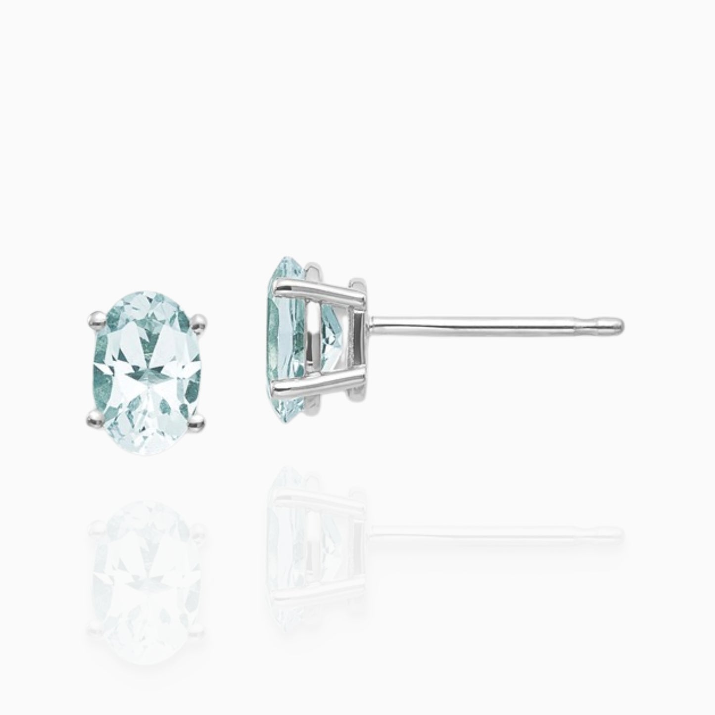 14K Gold Aquamarine Stud Earrings