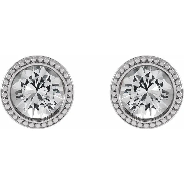 Bezel Set Round Lab-Grown Diamond Earrings