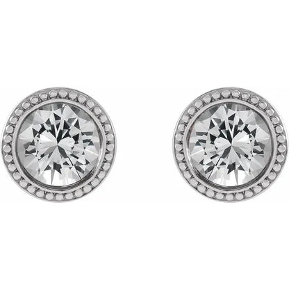 Bezel Set Round Lab-Grown Diamond Earrings