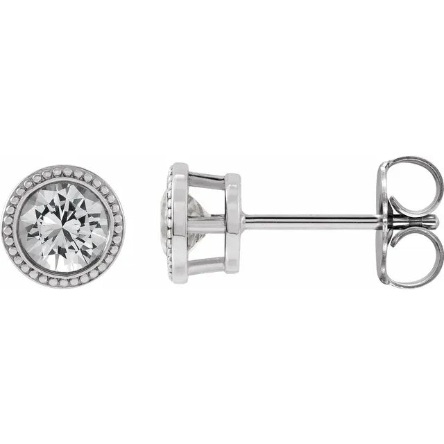 Bezel Set Round Lab-Grown Diamond Earrings