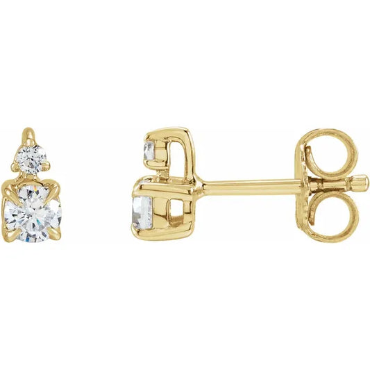 Two Stone Diamond Stud Earrings 14k Yellow Gold 0.40ct Lab-Grown Diamond Karat Designs