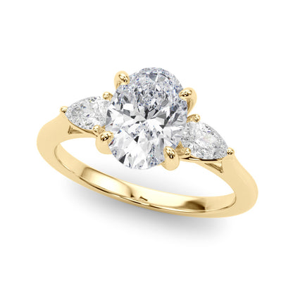 Three Stone Oval & Pear Diamond Engagement Ring