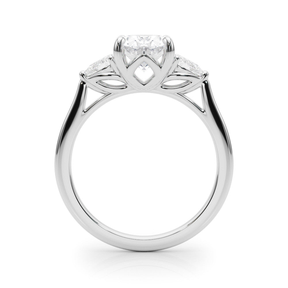 Three Stone Oval & Pear Diamond Engagement Ring