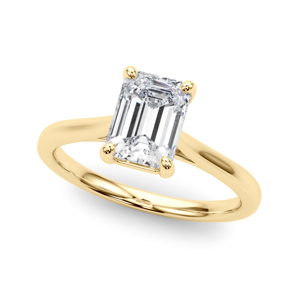 Emerald Cut Diamond Cathedral Engagement Ring