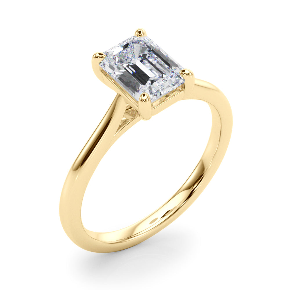 Emerald Cut Diamond Cathedral Engagement Ring