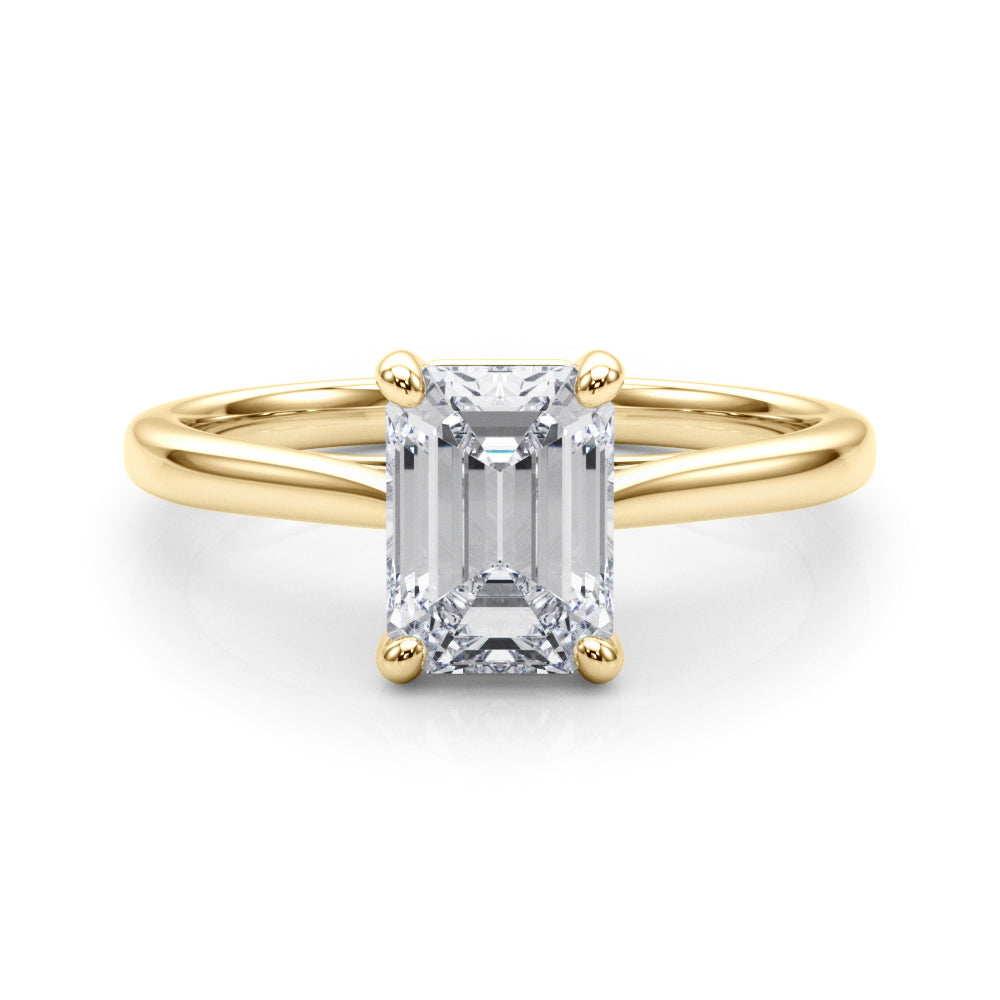 Emerald Cut Diamond Cathedral Engagement Ring